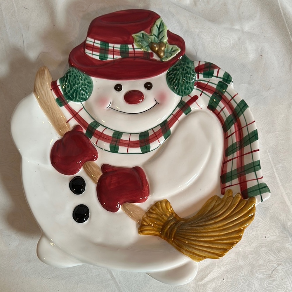 Fitz & Floyd Snowman Holiday Plate New no box